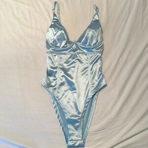 Light blue silky bodysuit